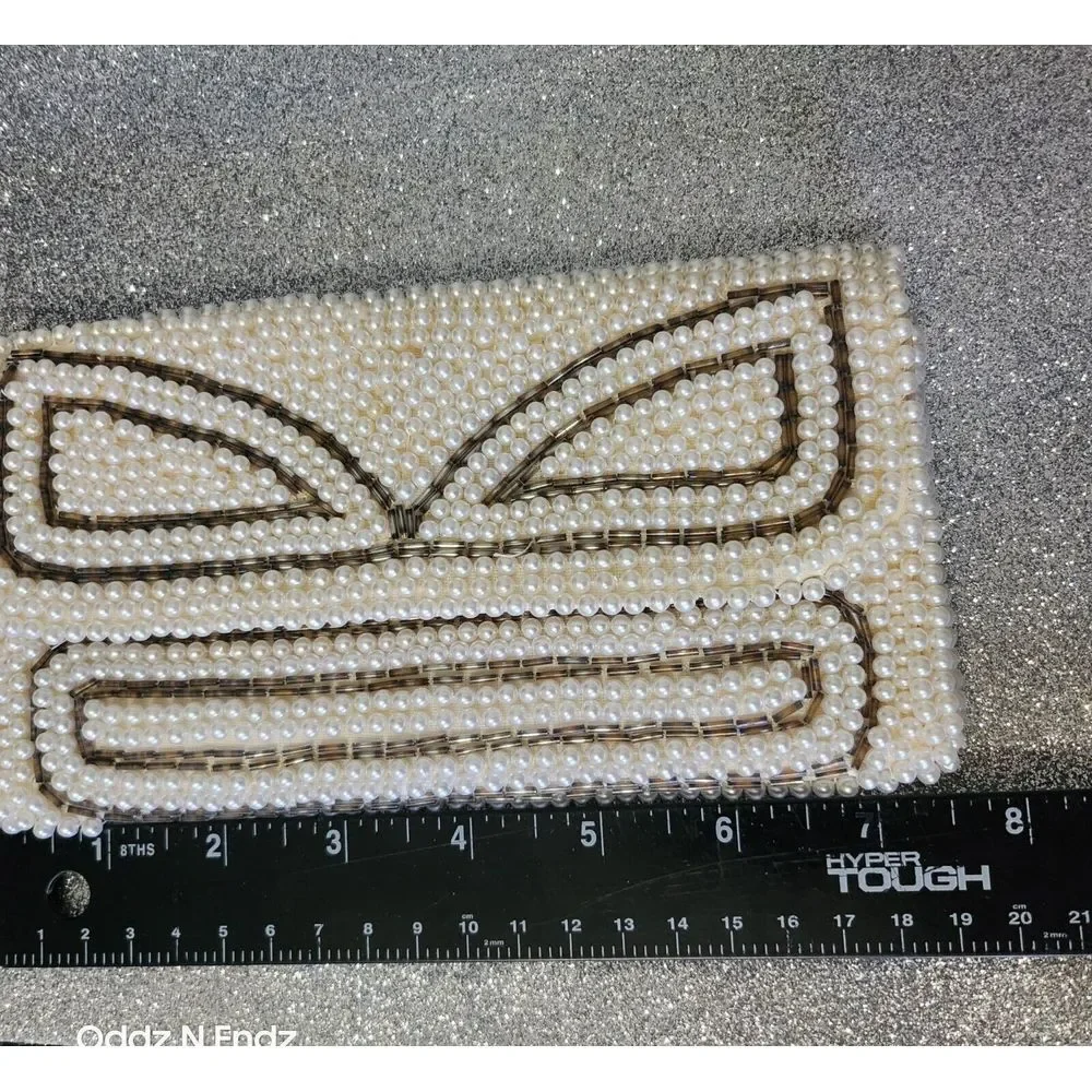 Vintage Beaded White Pearl Evening Clutch Purse With Snap‎ Closure